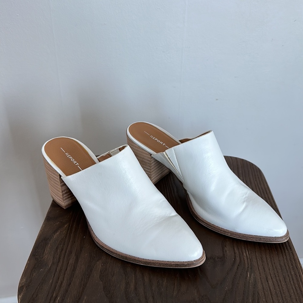 Report Pointed Toe Stack Heel Mule Shoe Size 8 - image 2